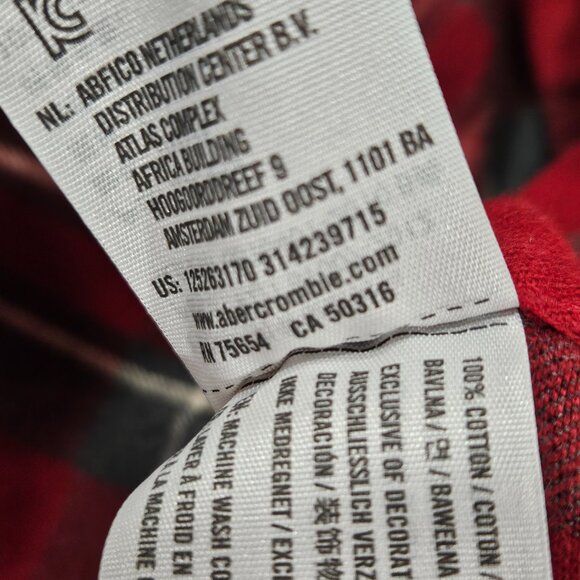Abercrombie & Fitch Men’s Red Plaid Flannel Button Down Shirt Size Large - Picture 10 of 10